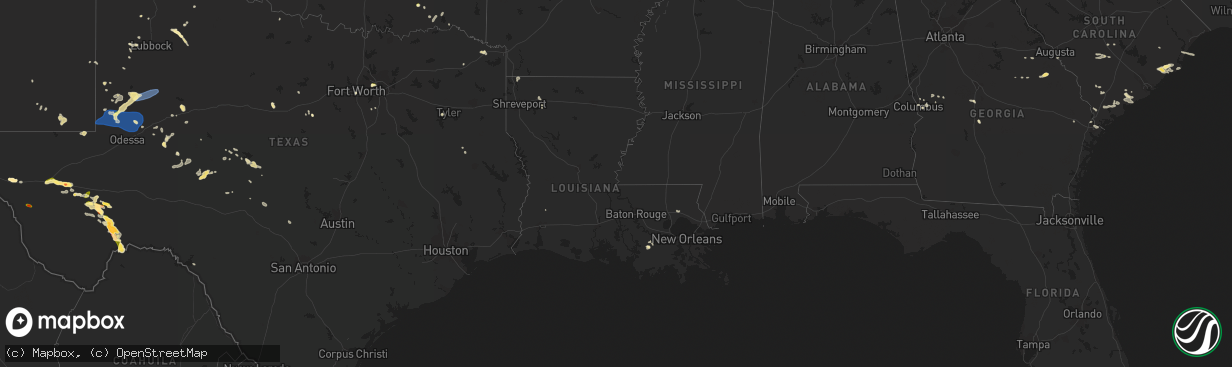 Hail map in Louisiana on June 7, 2023