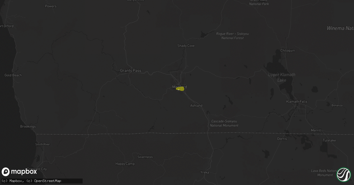 Hail map in Medford, OR on June 7, 2023
