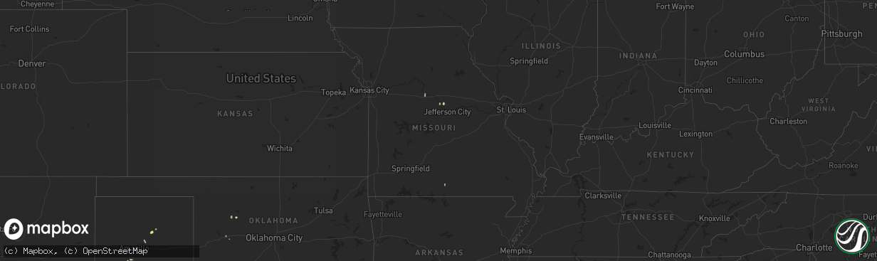 Hail map in Missouri on June 7, 2023