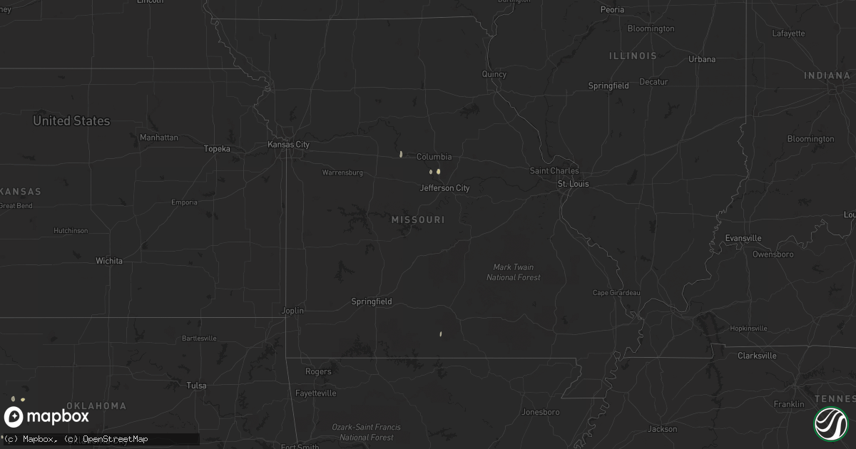 Hail map in Missouri on June 7, 2023