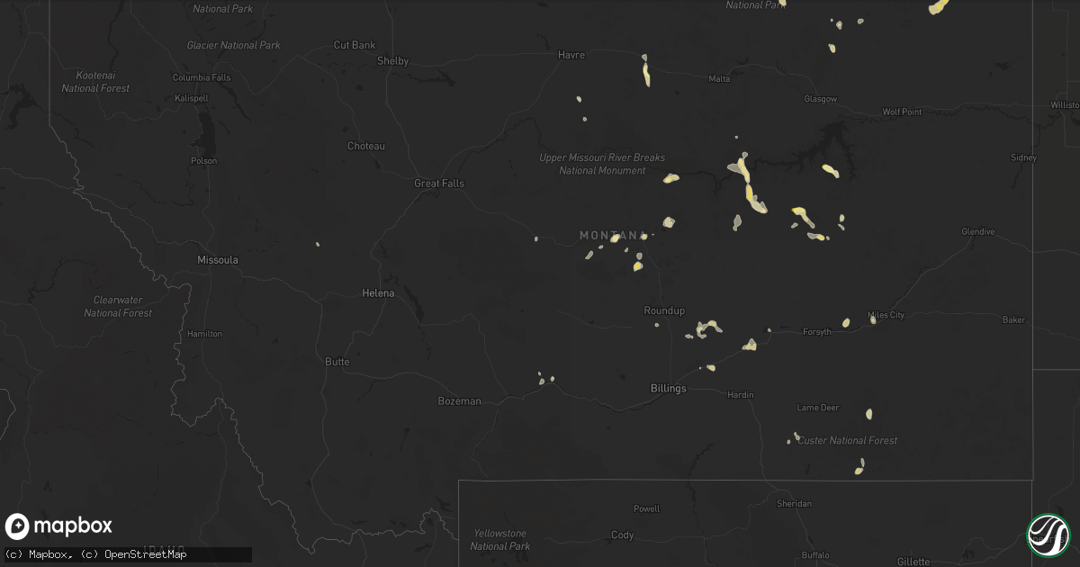 Hail map in Montana on June 7, 2023