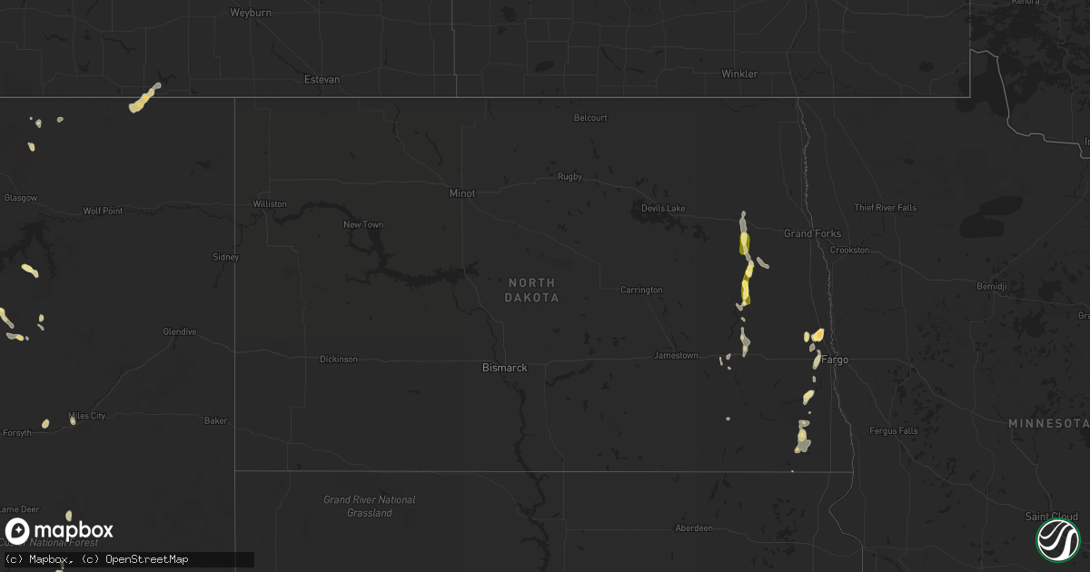 Hail map in North Dakota on June 7, 2023