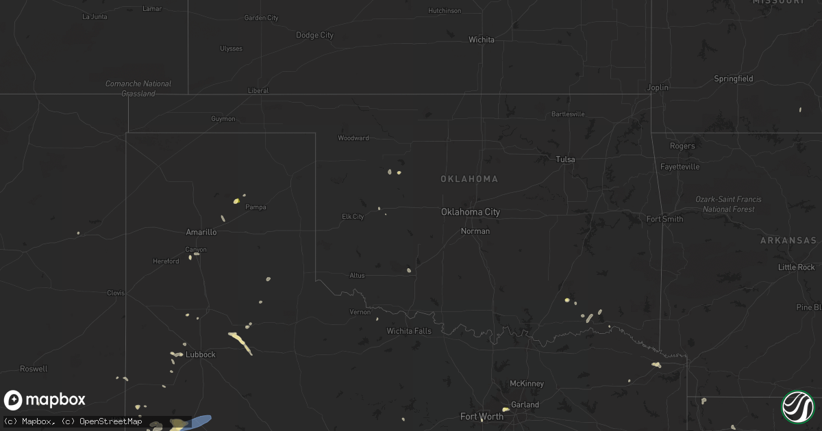 Hail map in Oklahoma on June 7, 2023