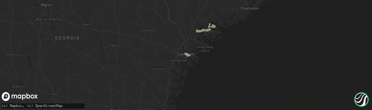 Hail map in Savannah, GA on June 7, 2023