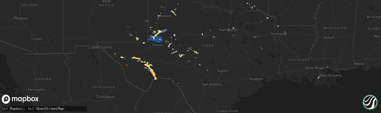 Hail map in Texas on June 7, 2023