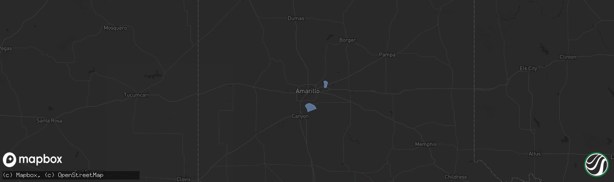 Hail map in Amarillo, TX on June 7, 2024