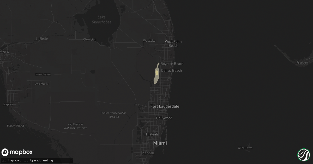 Hail map in Boca Raton, FL on June 7, 2024