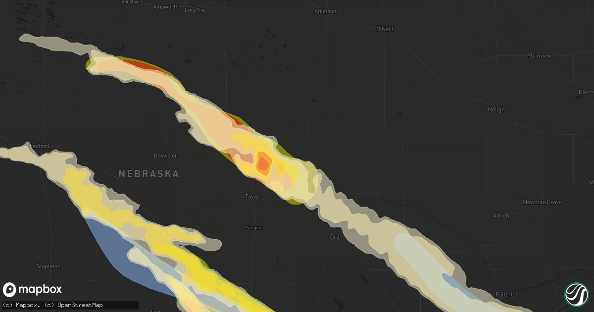 Hail map in Burwell, NE on June 7, 2024