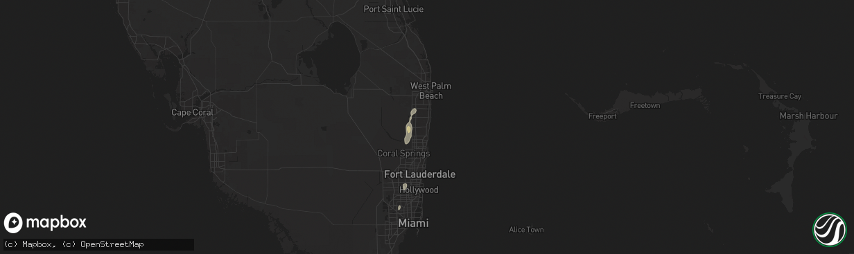 Hail map in Delray Beach, FL on June 7, 2024