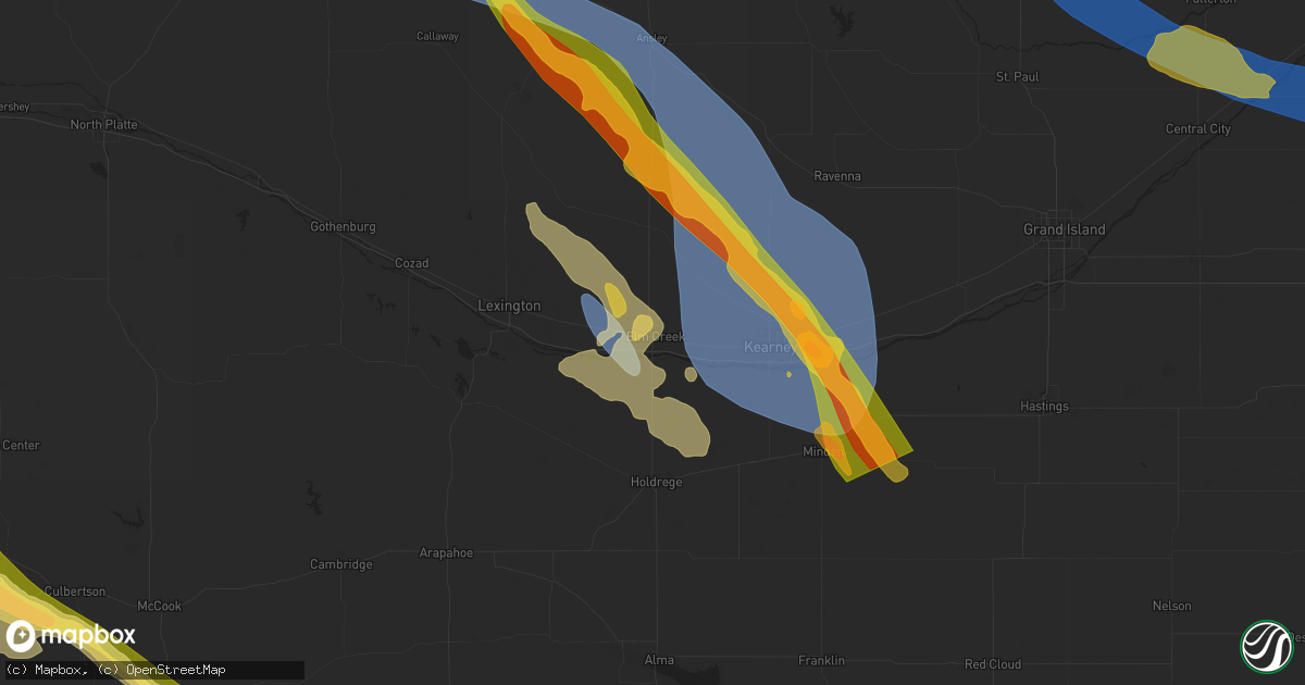 Hail map in Elm Creek, NE on June 7, 2024