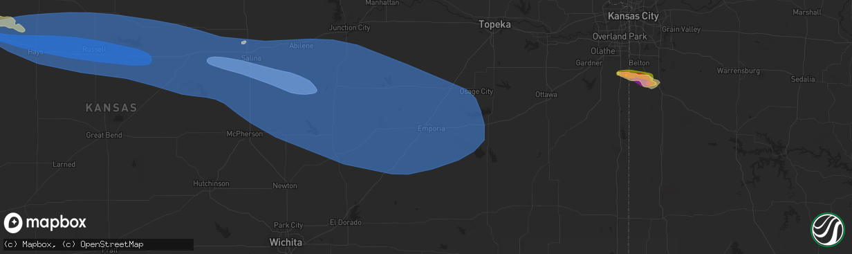 Hail map in Emporia, KS on June 7, 2024