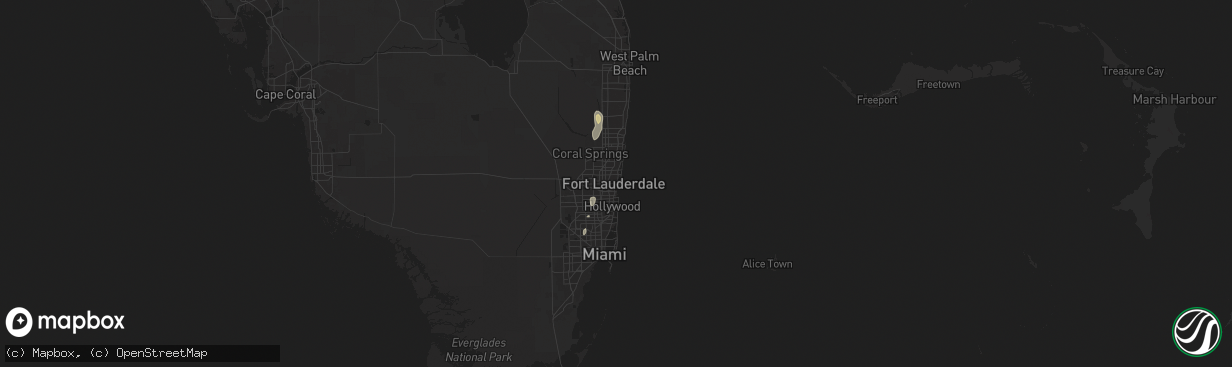 Hail map in Fort Lauderdale, FL on June 7, 2024