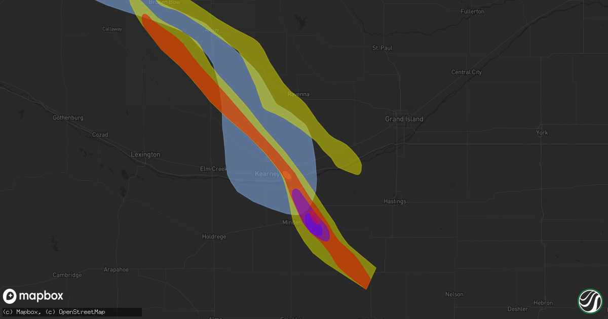 Hail map in Gibbon, NE on June 7, 2024