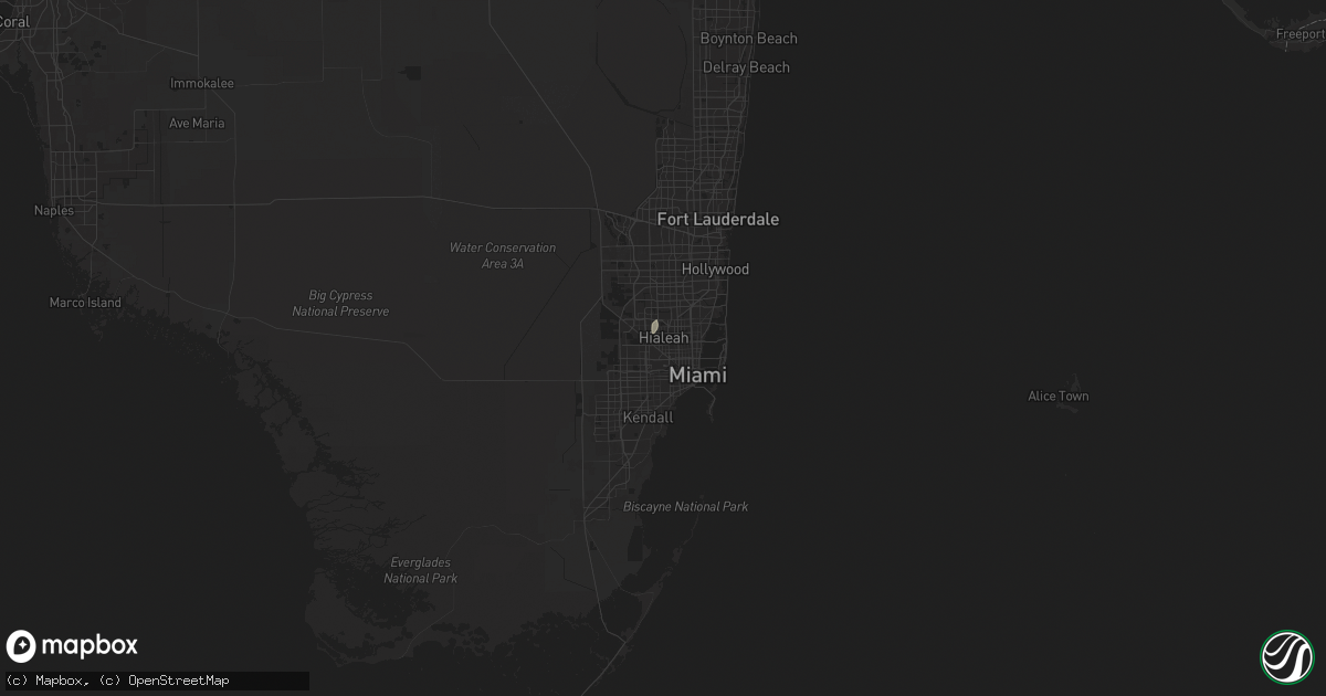 Hail map in Hialeah, FL on June 7, 2024