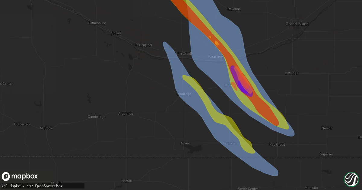 Hail map in Holdrege, NE on June 7, 2024