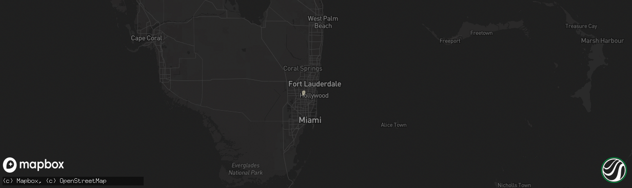 Hail map in Hollywood, FL on June 7, 2024