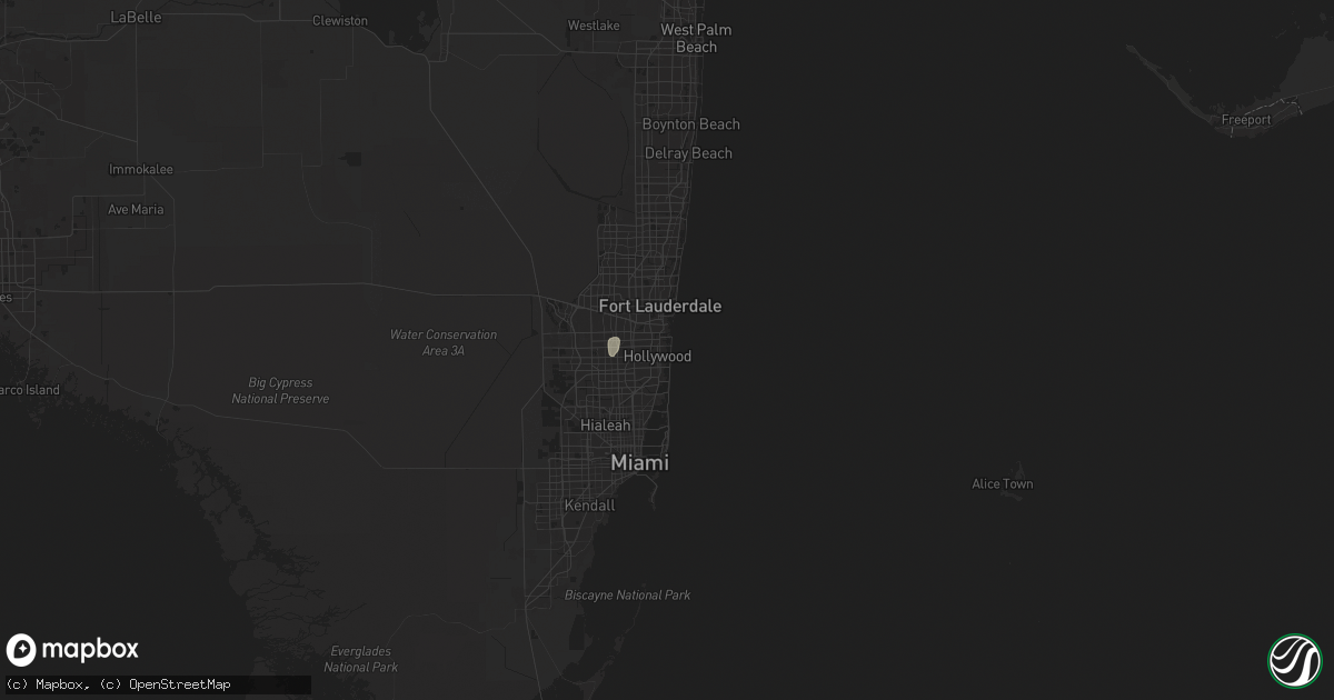 Hail map in Hollywood, FL on June 7, 2024