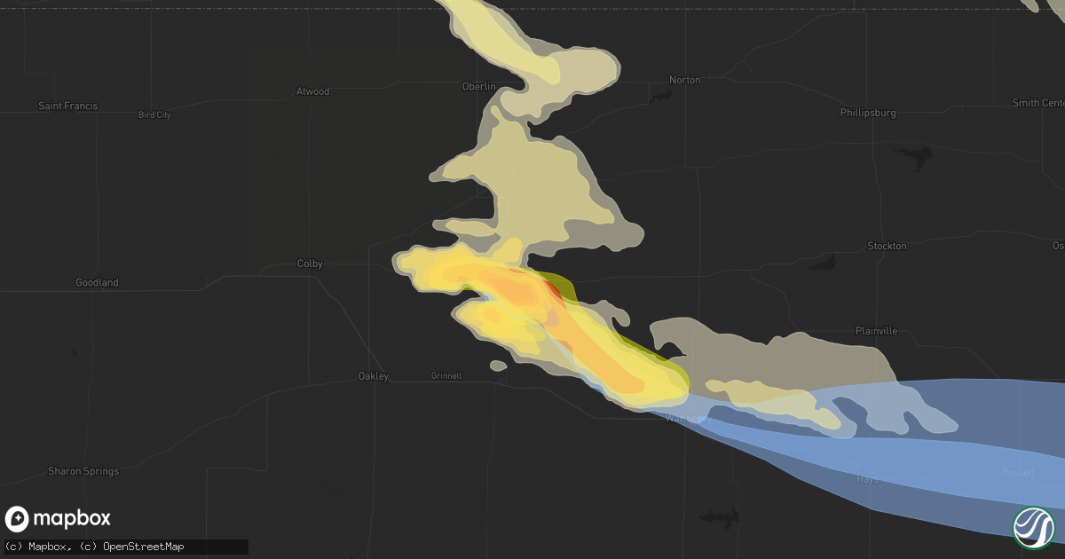 Hail map in Hoxie, KS on June 7, 2024