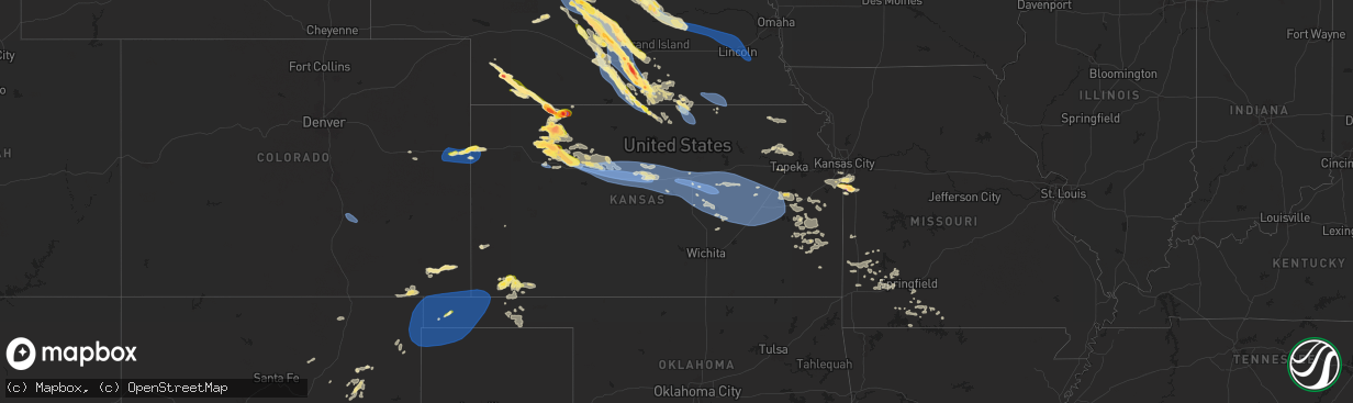 Hail map in Kansas on June 7, 2024