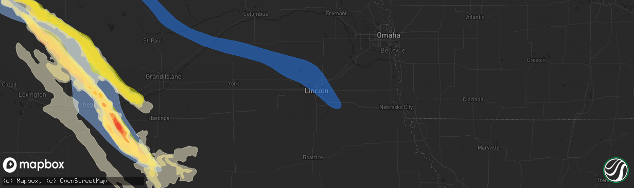 Hail map in Lincoln, NE on June 7, 2024