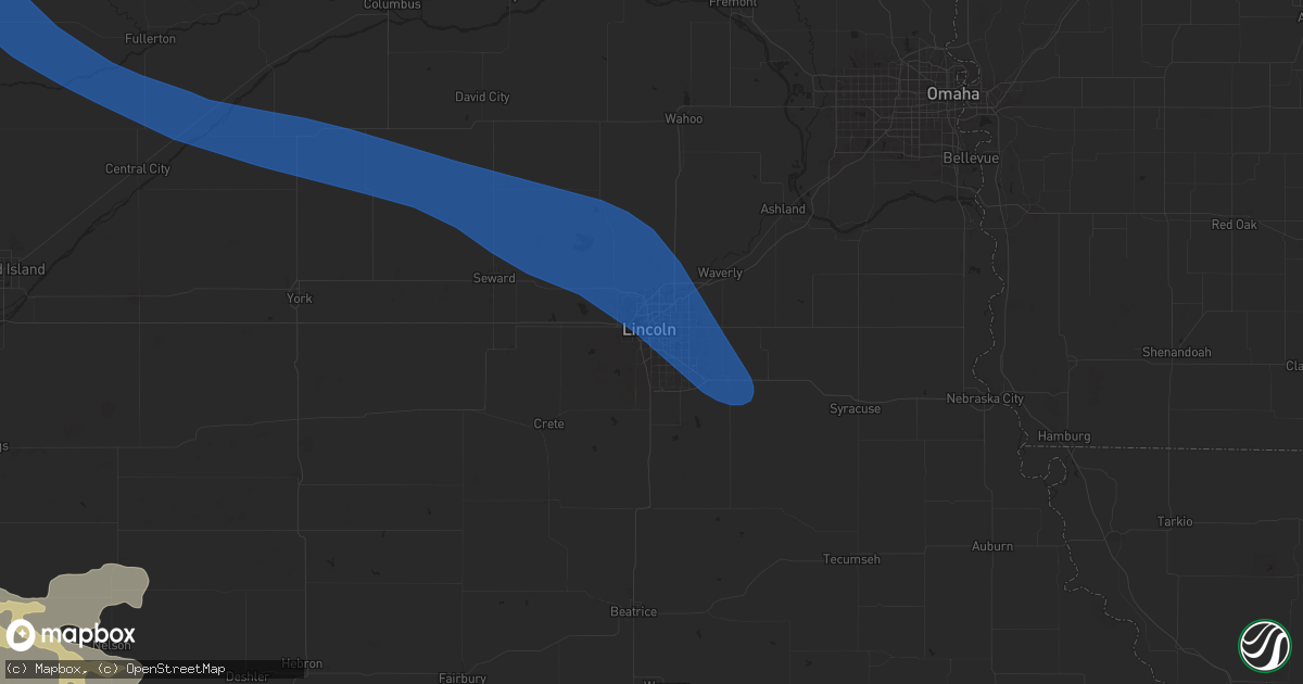 Hail map in Lincoln, NE on June 7, 2024