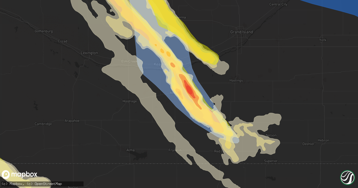 Hail map in Minden, NE on June 7, 2024