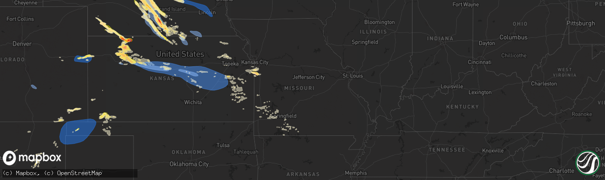 Hail map in Missouri on June 7, 2024