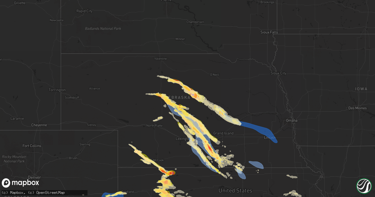 Hail map in Nebraska on June 7, 2024