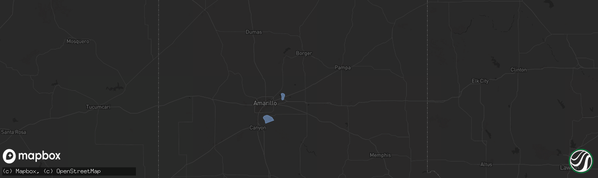 Hail map in Panhandle, TX on June 7, 2024