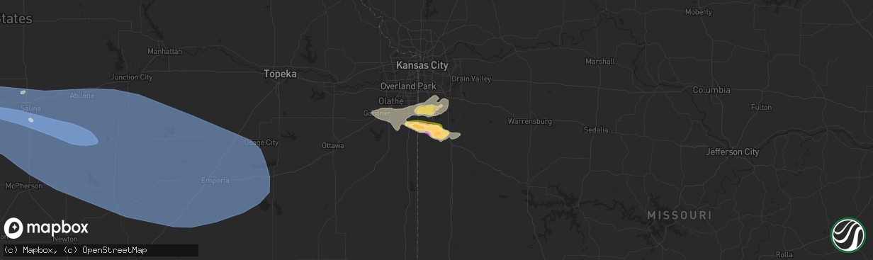 Hail map in Peculiar, MO on June 7, 2024
