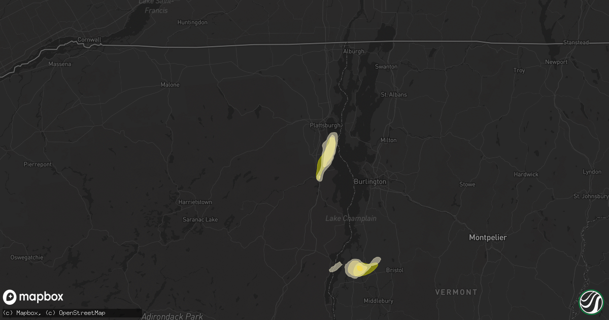 Hail map in Peru, NY on June 7, 2024