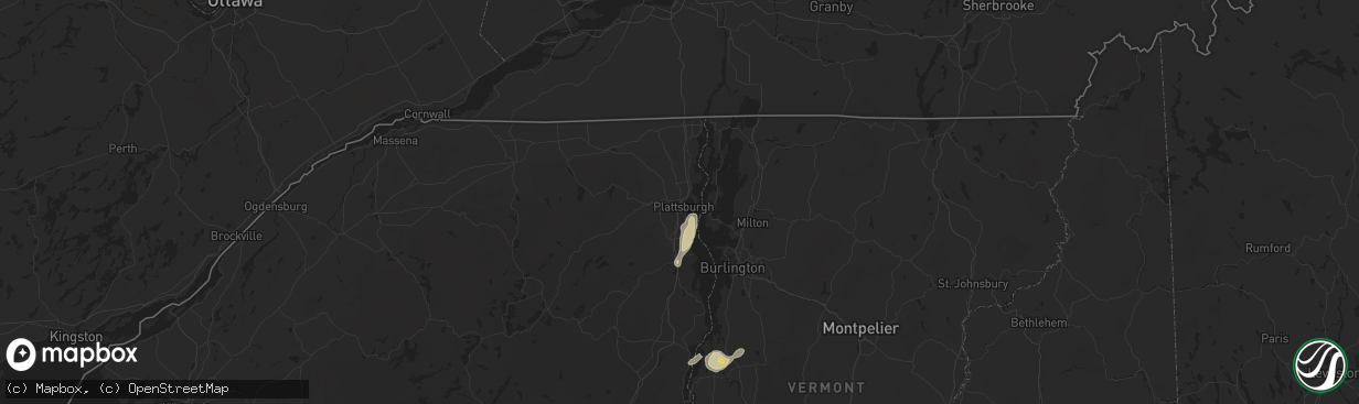 Hail map in Plattsburgh, NY on June 7, 2024