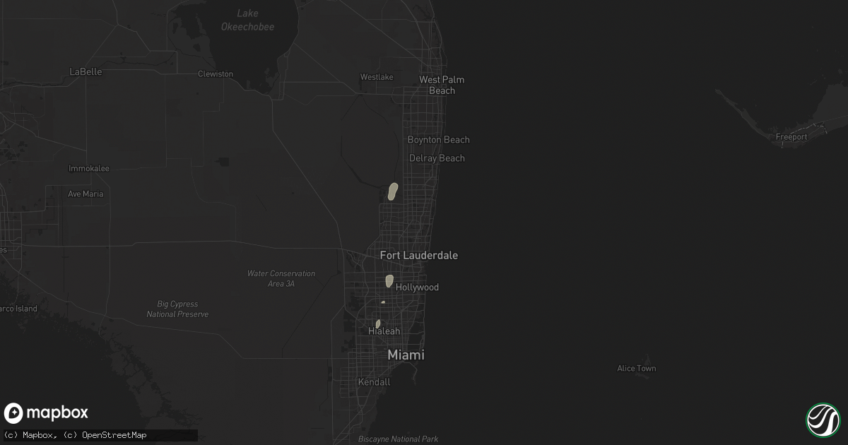 Hail map in Pompano Beach, FL on June 7, 2024