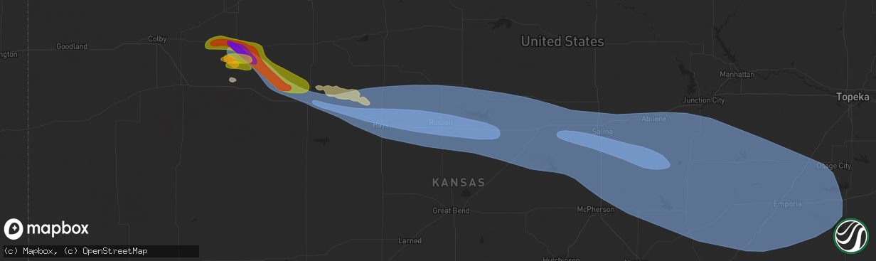 Hail map in Russell, KS on June 7, 2024