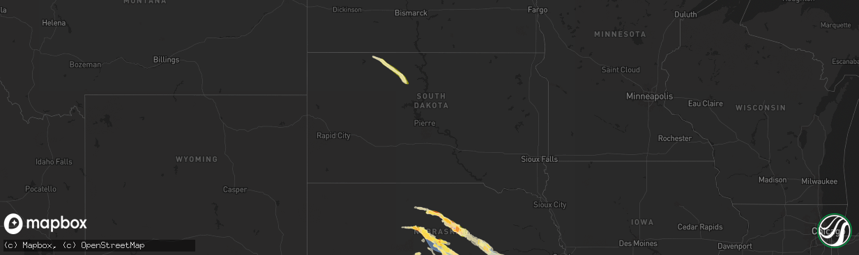 Hail map in South Dakota on June 7, 2024