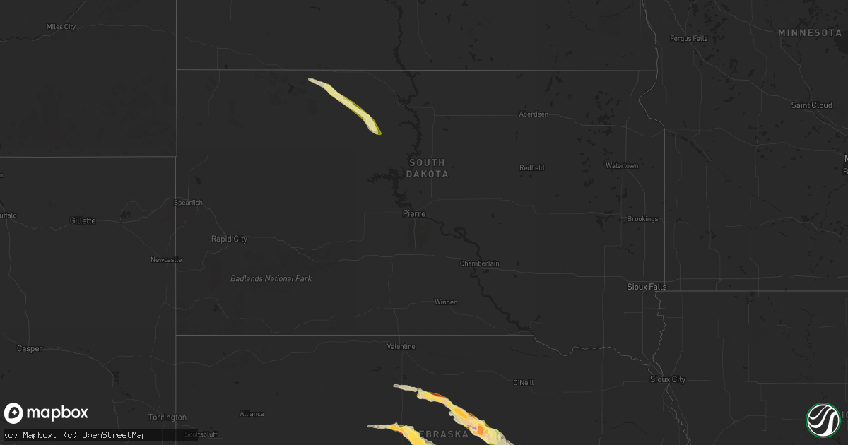 Hail map in South Dakota on June 7, 2024