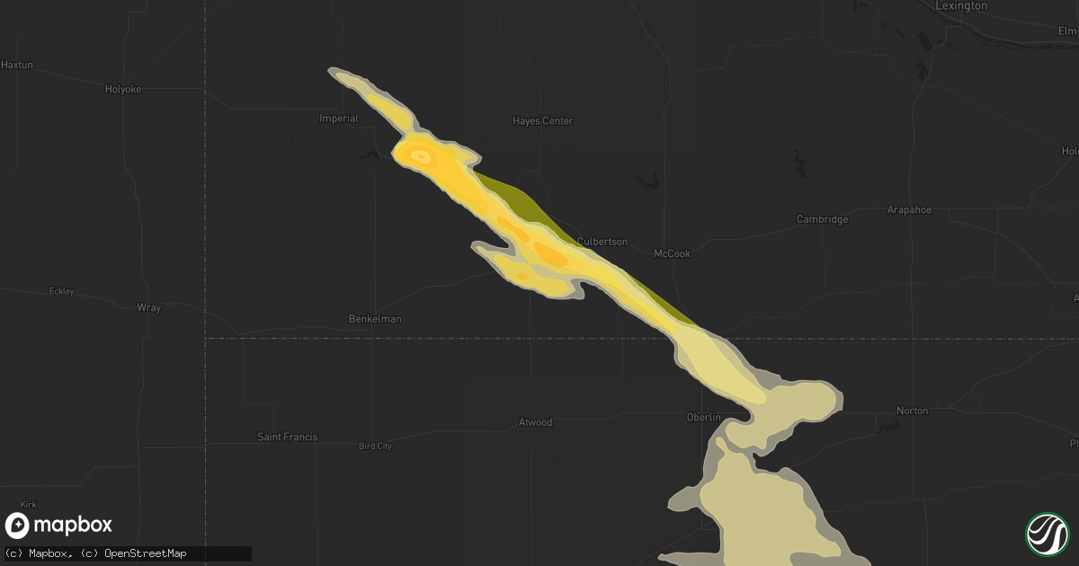 Hail map in Trenton, NE on June 7, 2024