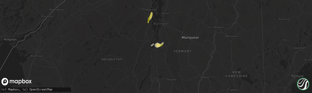 Hail map in Vergennes, VT on June 7, 2024
