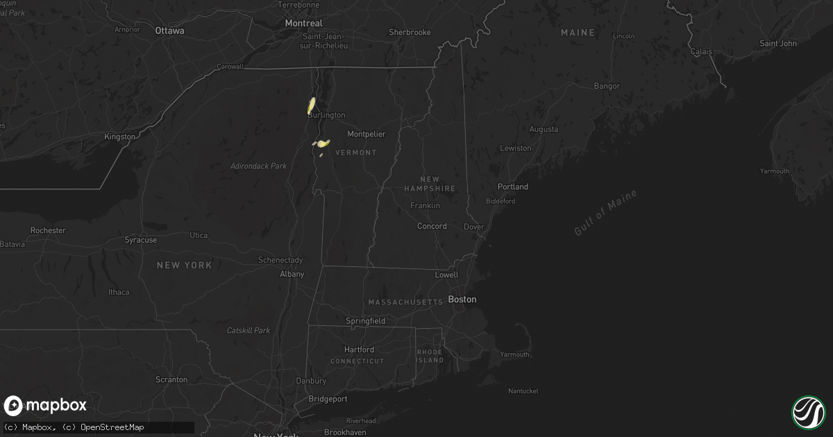 Hail map in Vermont on June 7, 2024
