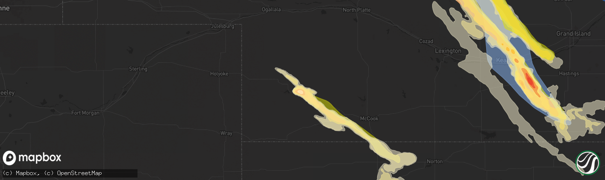 Hail map in Wauneta, NE on June 7, 2024