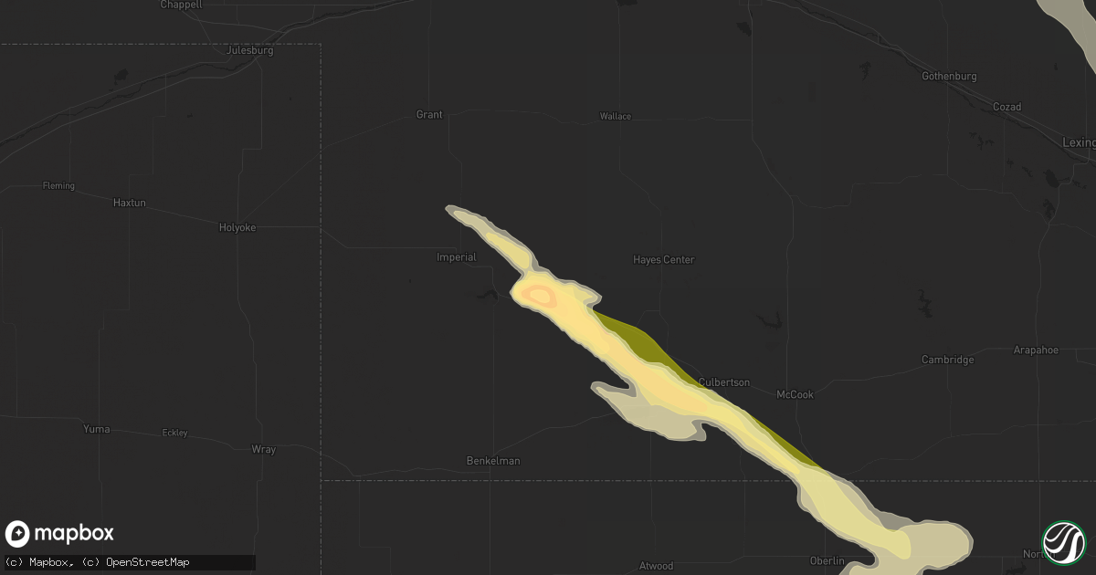 Hail map in Wauneta, NE on June 7, 2024