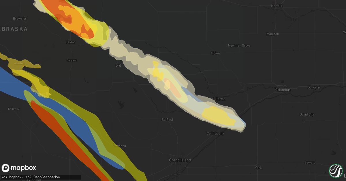 Hail map in Wolbach, NE on June 7, 2024