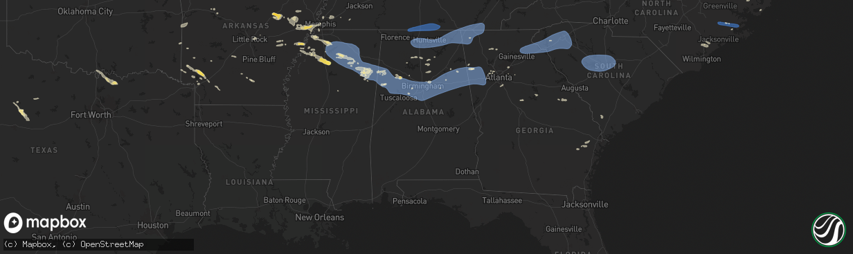 Hail map in Alabama on June 7, 2025
