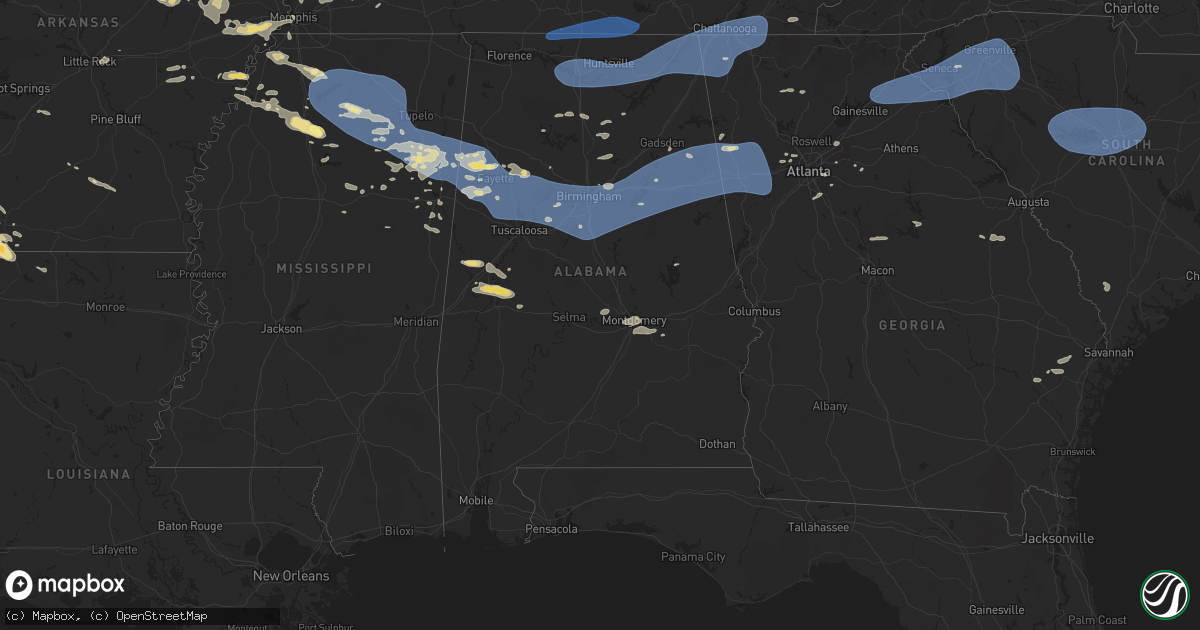 Hail map in Alabama on June 7, 2025