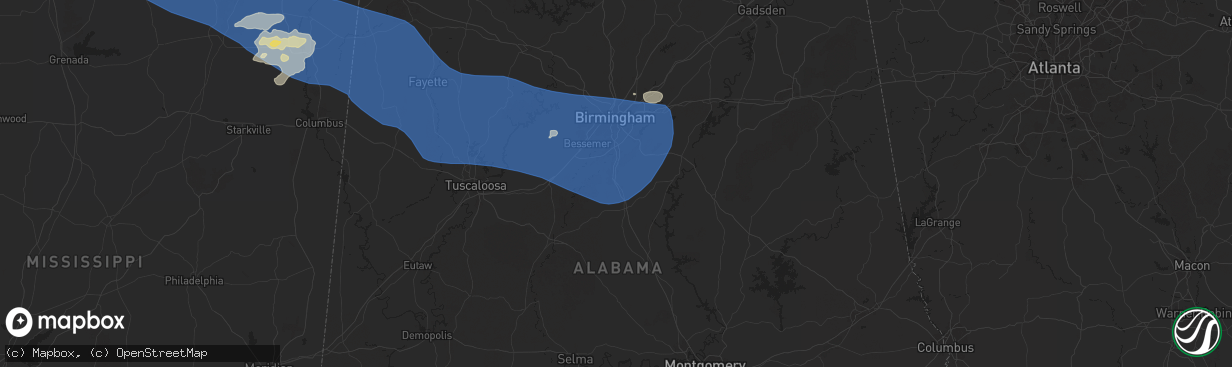 Hail map in Alabaster, AL on June 7, 2025