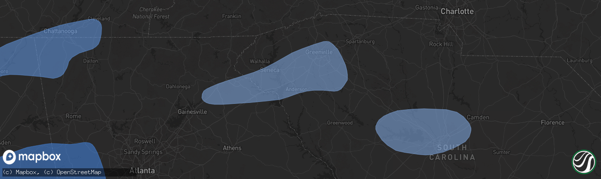 Hail map in Anderson, SC on June 7, 2025