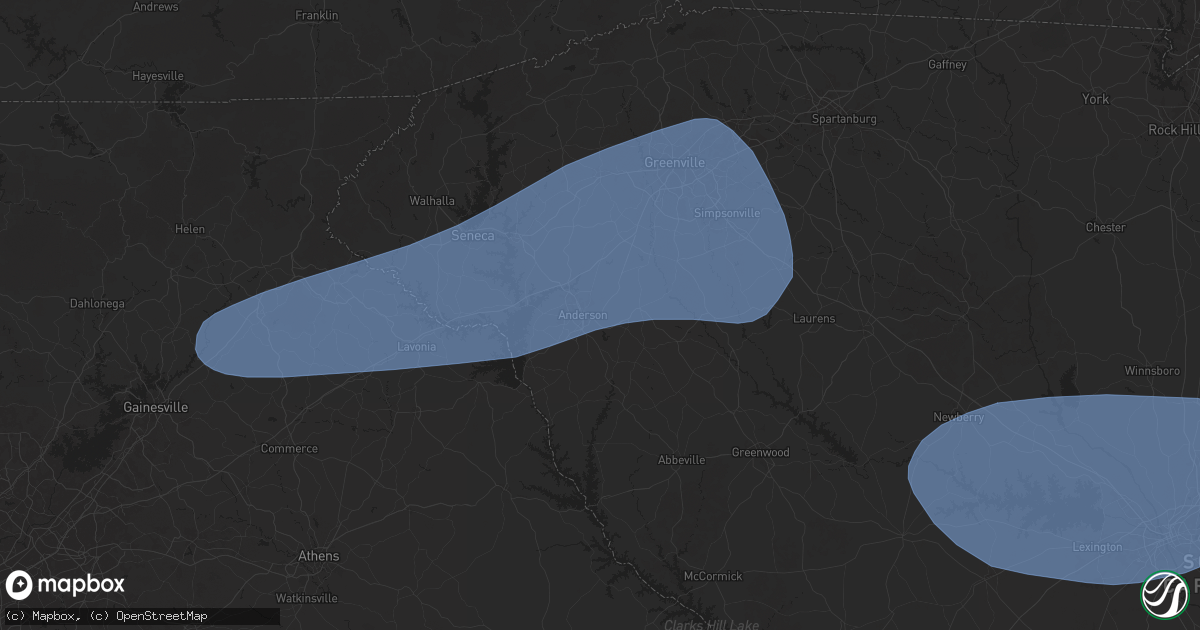 Hail map in Anderson, SC on June 7, 2025