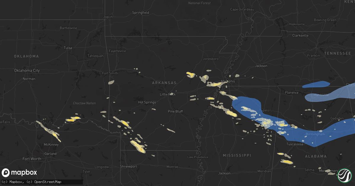 Hail map in Arkansas on June 7, 2025