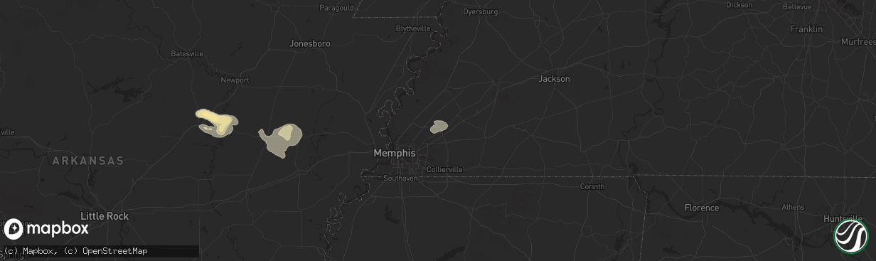 Hail map in Arlington, TN on June 7, 2025