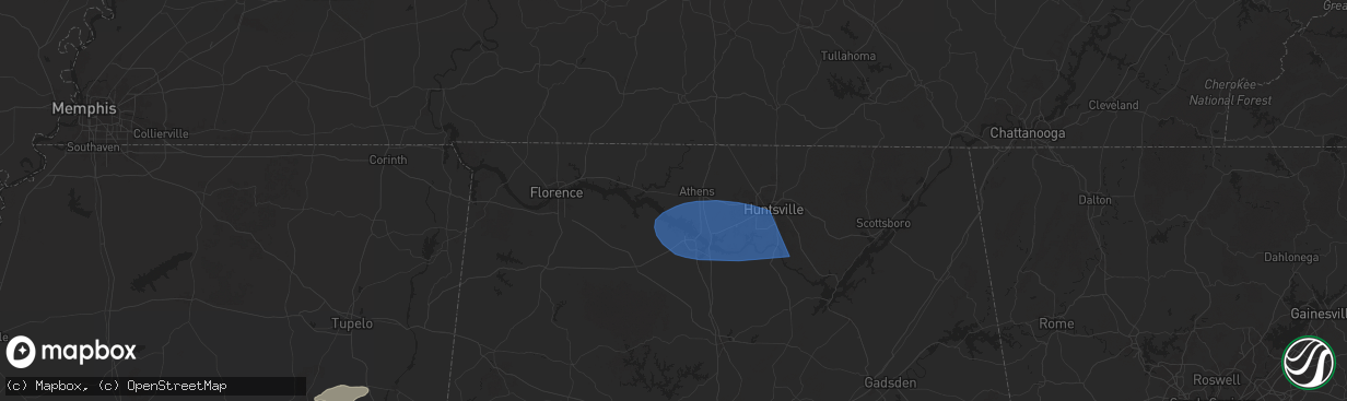 Hail map in Athens, AL on June 7, 2025